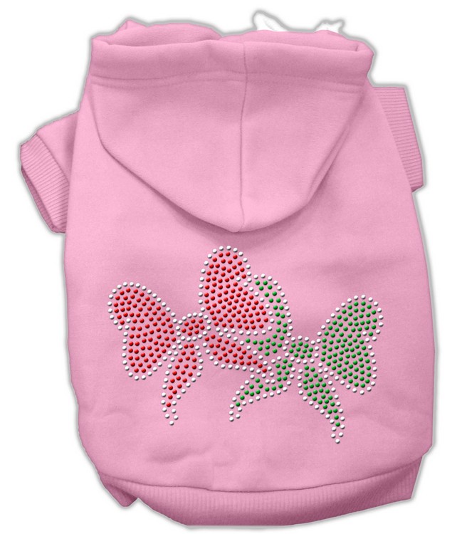 Christmas Bows Rhinestone Hoodie Pink XS